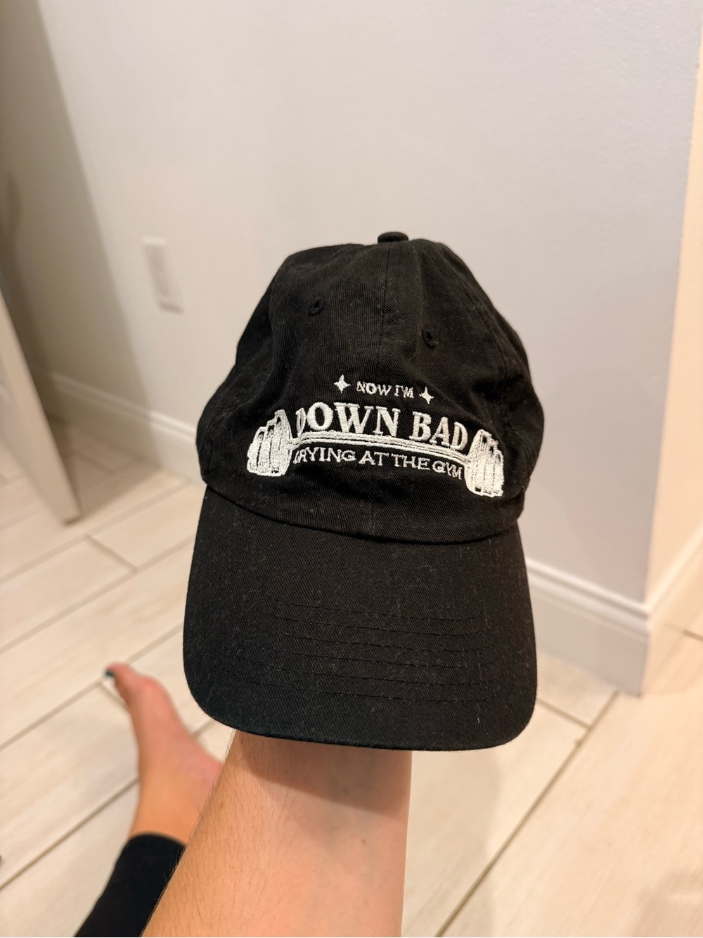 Taylor Swift Black "Down Bad Crying at the Gym" Embroidered Baseball Cap